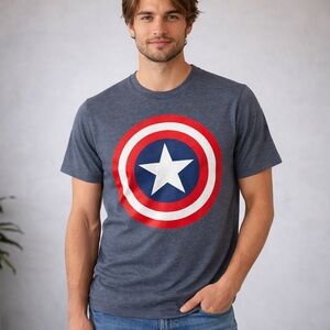 Marvel Blue Captain America Shield Tee Gray Men’s Medium